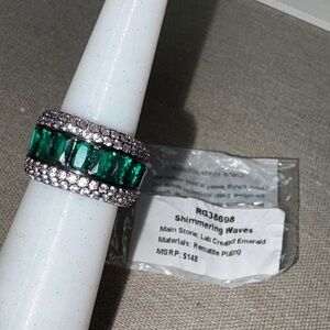 Bomb Party May 2025 Birthday Ring Lab created Emerald on Hematite